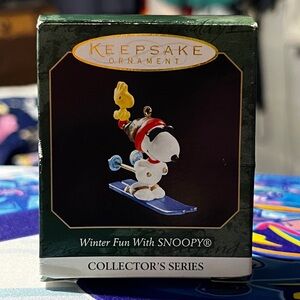 Hallmark Keepsake Miniature Ornament 1999 Winter Fun With Snoopy Series Skiing